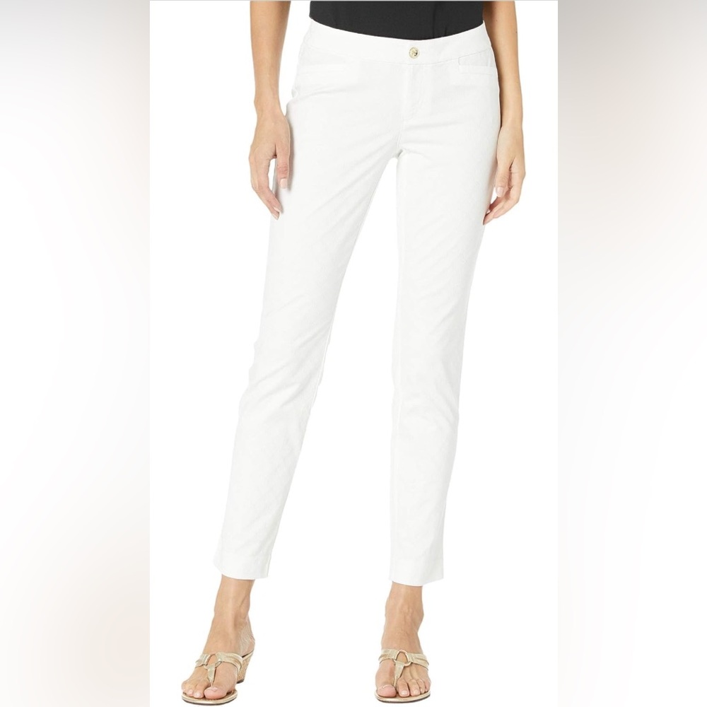 Lilly Pulitzer Kelly Skinny Ankle Pants Textured Resort White Sz 16 NWT $138